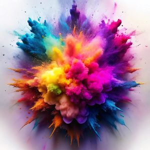 EXPLOSION  DE COLORES DE TINTAS, FONDO BLANCO
