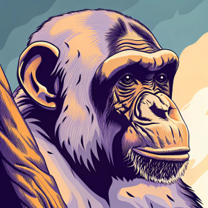 Facial reconstruction of Nakalipithecus nakayamai, an ancient primate. Detailed skeletal structure, showcasing fur texture and facial features of the Late Miocene era.