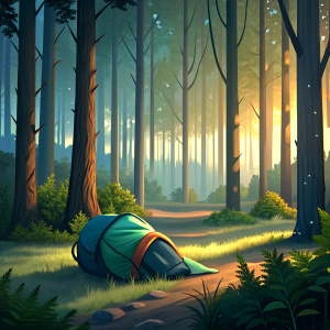  sleeping bag in the forest