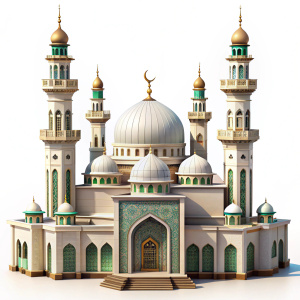 mosque with islamic architecture  a white background
