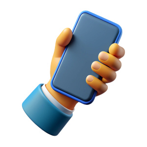3d hand holding smartphone