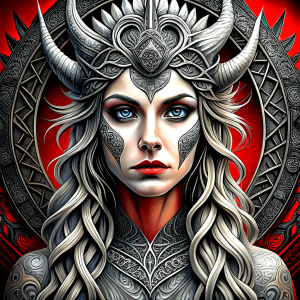 Hel – nordic godness - perfect realistic art - high definition - grey and black tattoo design - white background 