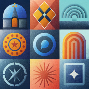A collage of diverse collagen scaffold logos, arranged in a vibrant grid pattern.
