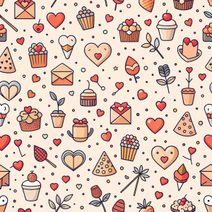 valentine day minimalist doodles for seamless pattern tile, light background