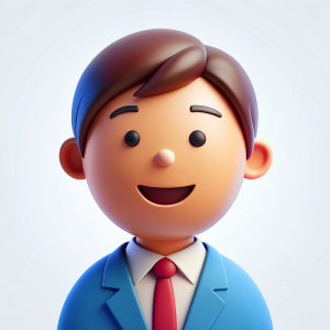 Create a charming 3D icon of a job seeker persona with smiling face, white background