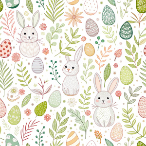 easter minimalist doodles seamless pattern tile, white ground