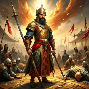 Selim I drew his sword, killed 3 people, and was fighting with his army.