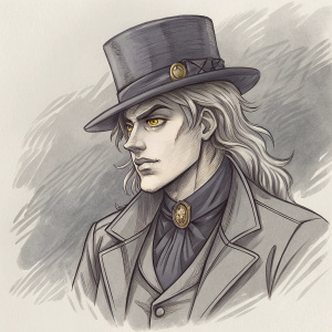 Dio Brando, from JoJo's Bizarre Adventure, illustrated in a sketchy art style. Various shades of gray tones.