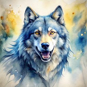 A hungry animal wolf for attention