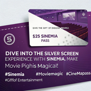 ✨ Unwrap Cinema Magic with Sinemia! 🎟️

 purple and white gift card design. 

Give the Gift of Endless Movies!

 Redeem this $25 Sinemia Pass for:

 • Unrestricted access to your favorite films 
 • Comfortable seats, every time 
 • Exclusive previews and premieres 

 Dive into the silver screen experience with Sinemia. Make movie nights magical!

 #Sinemia #MovieMagic #CinemaPass #GiftOfEntertainment