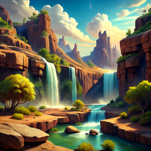 water fall in desert