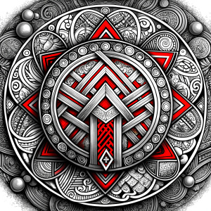 Celtic Paganism runes symbols tattoo design - perfect realistic art - high-definition - grey and black - white background 