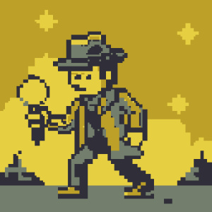 detective with a magnifying glass follows the trail