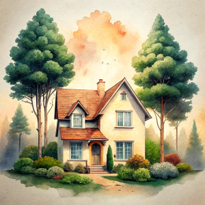 house with trees