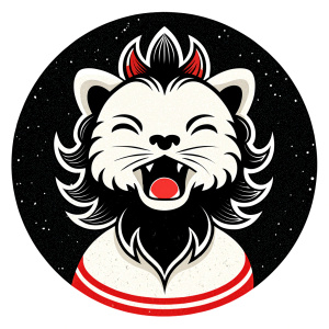 Chinese lion awakening, cute lion, black and white LOGO, frontal lion head