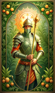 KNIGHT OF WANDS, SPANISH DECK STICK, BAROQUE STYLE