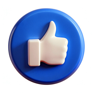 3d thumbs up notification icon on blue speech bubble. design elements for social networks. illustration isolated on white background. 3d rendering