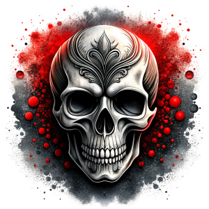 skull tattoo design - perfect realistic art - high-definition - grey and black - white background 