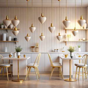 white and gold modern Café 