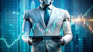 artificial intelligence
AI robot hand holding tablet showing graph growth stock. finance forex trading technology. Economy trends investment concept.