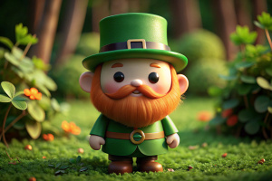 Cute 3D St. Patrick's Day beard leprechaun