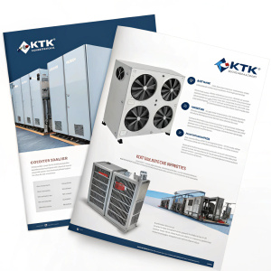 KTK Thermal Technologies marketing brochure. Detailed images of cooling systems and products showcased. Clean, professional background.