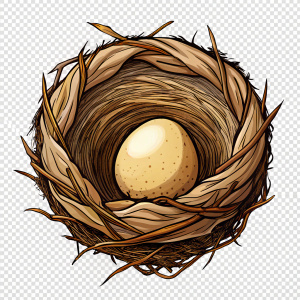 bird's nest cartoon like thin black outline no background

