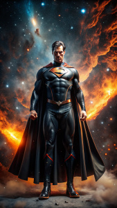 evil superman, in his classic black suit, takes over and enslaves galaxies. 