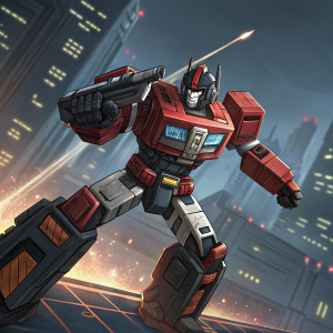 Leader Class Sky Shadow from Transformers Generations Titans Return. Dynamic action pose with bold colors and intricate details, digital art