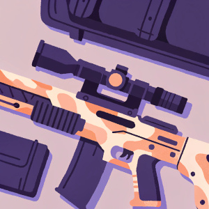 A high-definition image showcasing a Steyr AUG A3 assault rifle. The weapon features a camouflaged stock and is equipped with a high-tech black scope. Additional components and accessories enhance its modular design. The scene is set against a neutral background, highlighting the weapon's intricate details and the Marmoot Toolbag logo.