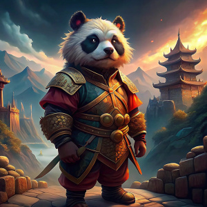 panda guerrero en la gran muralla china