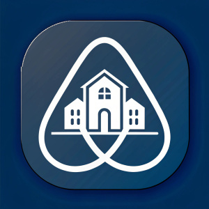 Airbnb's logo featuring a sleek, interlocking design of a home icon on a dark blue background