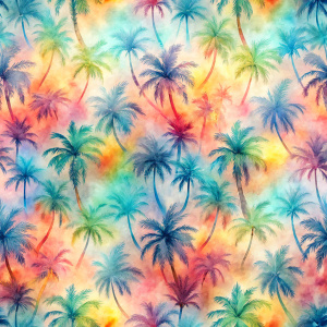 Pattern Seamless, Vintage Old, Soft Colors, abstract Tie Dye, Rainbow, Palms Tree