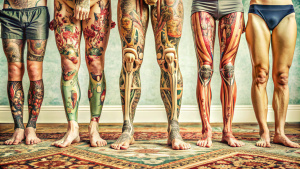 human legs, elephant legs, anthropomorphic legs, ostrich legs, robot legs, goose legs cheetah legs, antique legs, muscular leg system, turtle legs, human legs in tattoos, blood circulatory system of legs arranged chaotically in the form of a carpet