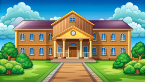 vector large school building scene