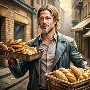 Brad Pitt selling bread on bread street