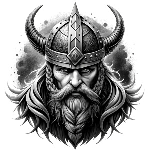 viking walhalla perfect realistic art, high-definition, high-definition grey and black, white background 