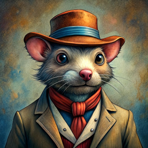 a treacherous rat dressed like a gangster in the style of 'fantastic mr fox' cartoon, full shot