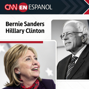 CNN en Español homepage showcasing top news stories and trending social media influencers. Focus on U.S. presidential race between Bernie Sanders and Hillary Clinton. Modern design with black and white scheme and pops of color for key details.