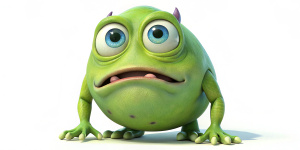 oh, background or transparent background, full-length crying monster Mike Wazowski from the cartoon Monsters, Inc.