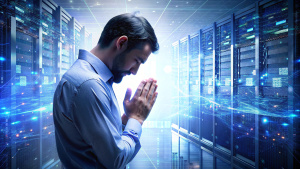 A man prayed in a server room GPT  network digital breakdown