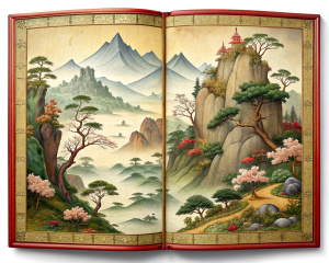 An open Chinese book without pictures