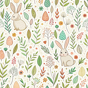 easter minimalist doodles seamless pattern tile, white ground