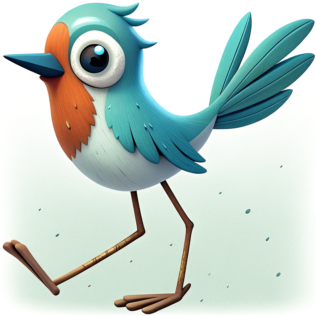 side-scrolling 2D bird.let his feet show and walk - Recraft