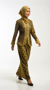 full body, Javanese kebaya, hijab, fashion style, walking