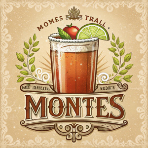  dibujo michelada en diseño viejo (viejo oeste) Con la palabra "Montes" en la parte baja