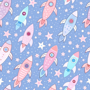 a simple pattern with rockets, boho, pastel, low contrast, flat colour background