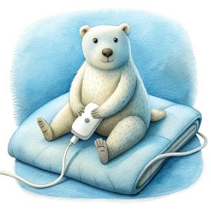 electric underblanket.
cute polar bear sitting on it.