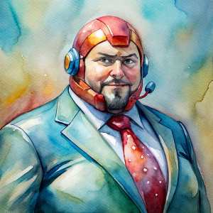 fat iron man as a customer service agent