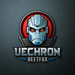logo de taller de reparacion electronica con la  cara ultron pequeña  y abajo que diga "techfix ultron"